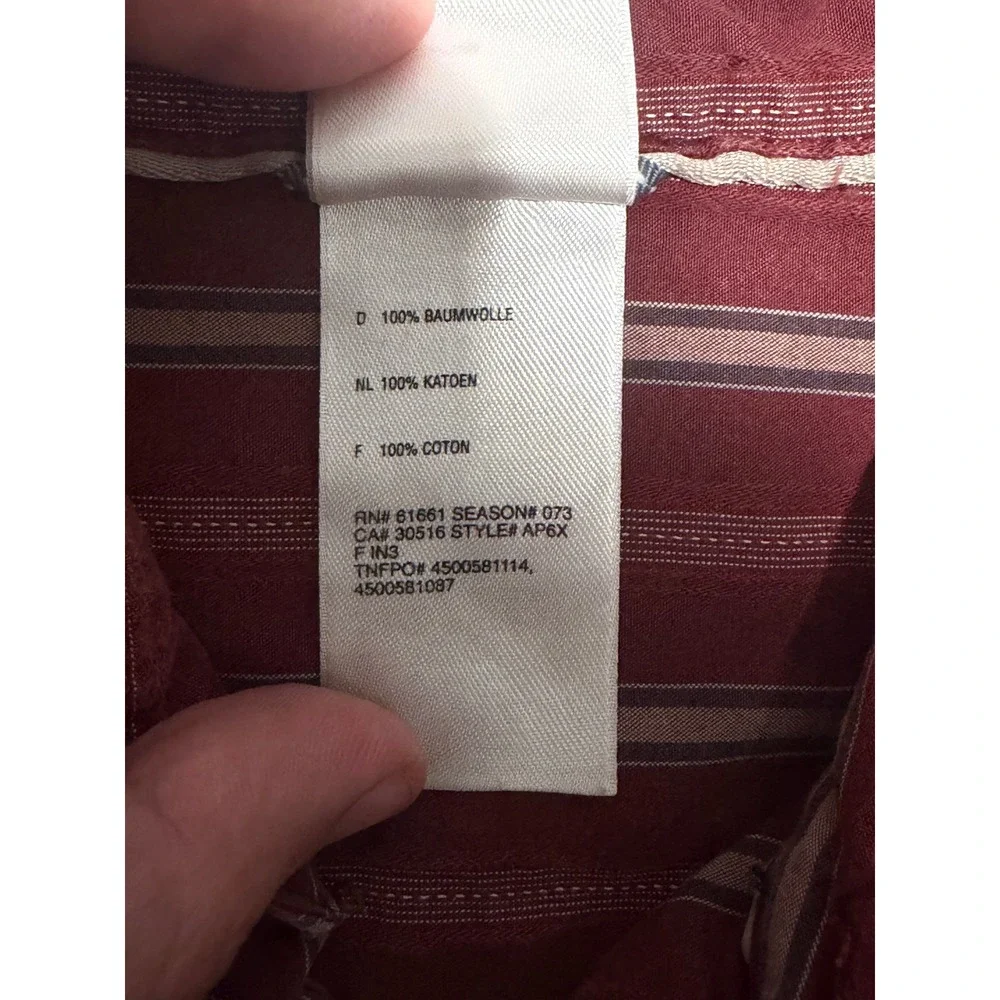 Y2K / Mid-2000s The North Face M Series Striped Button Front Shirt Burgundy XL
